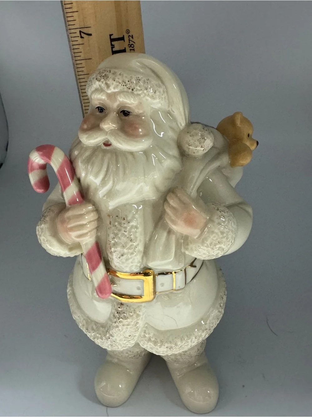 Ivory Santa Figurine with Pink Candy Cane by Lenox